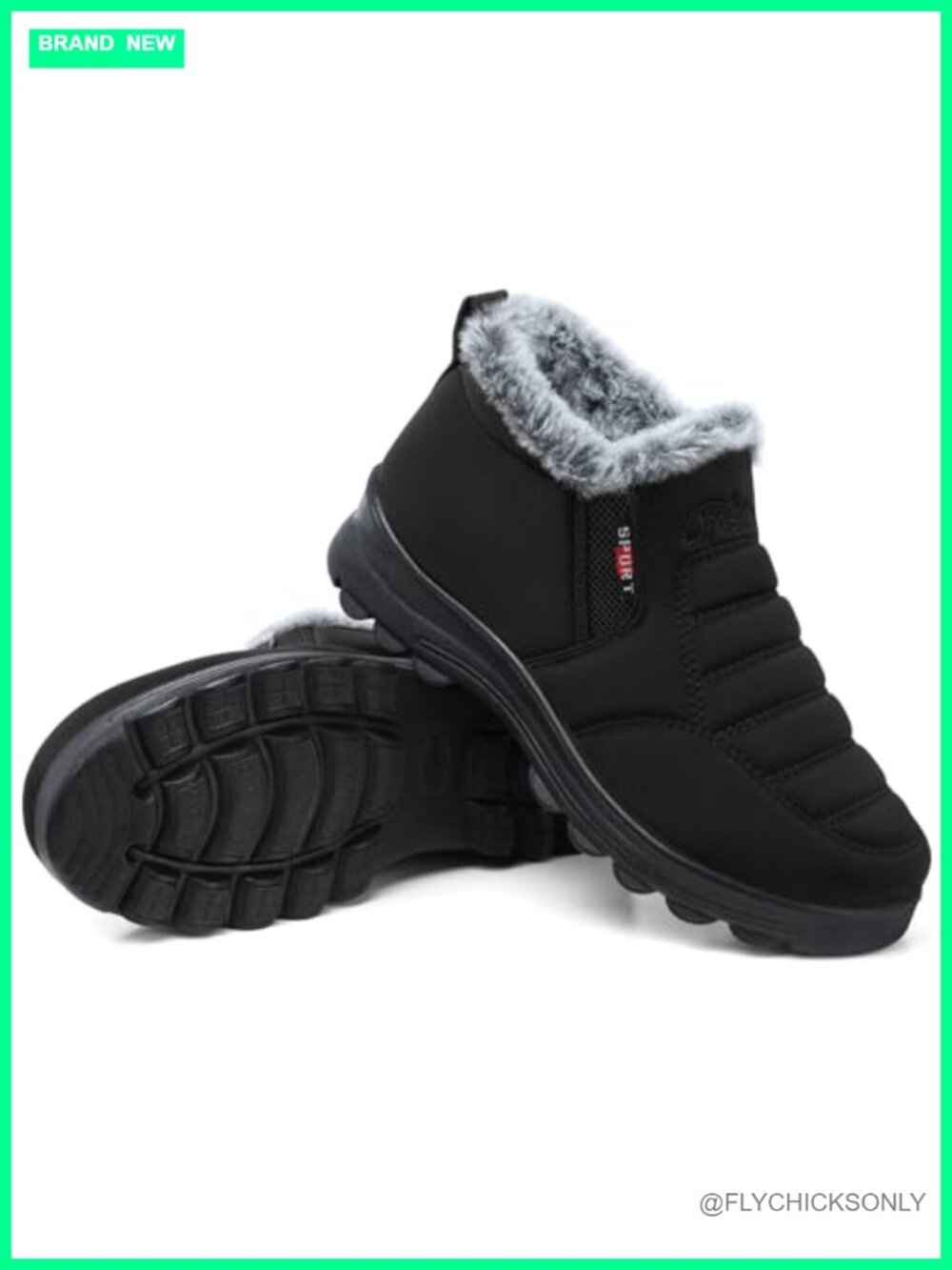 Winter Snow Ankle Boots Faux Fur Lined Non Slip Wide Toe Comfort